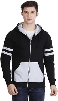 RiseMax Colorblocked Multicolor Hoodie Full Sleeve With Zip Regular Fit T-Shirts For Men-thumb1