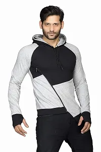 RiseMax Colorblocked Multicolor Hoodie Full Sleeve With Zip Regular Fit T-Shirts For Men-thumb1