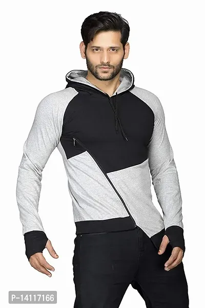 RiseMax Colorblocked Multicolor Hoodie Full Sleeve With Zip Regular Fit T-Shirts For Men-thumb2