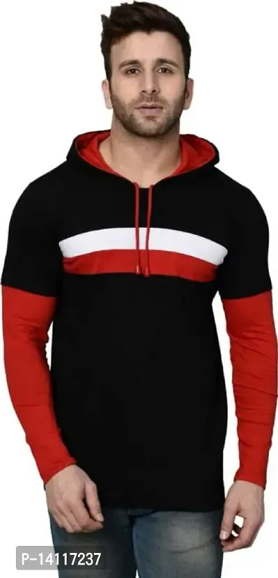 RiseMax Striped Multicolor Full Sleeve Hoodie Regular Fit T-Shirts For Men