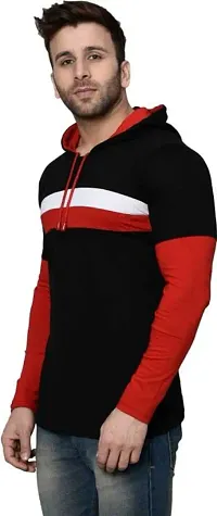 RiseMax Striped Multicolor Full Sleeve Hoodie Regular Fit T-Shirts For Men-thumb2