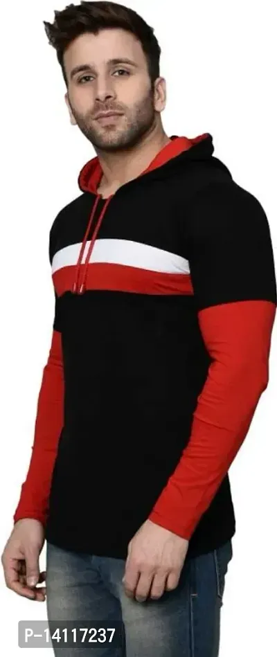 RiseMax Striped Multicolor Full Sleeve Hoodie Regular Fit T-Shirts For Men-thumb3