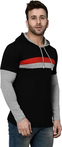 RiseMax Striped Multicolor Full Sleeve Hoodie Regular Fit T-Shirts For Men-thumb2