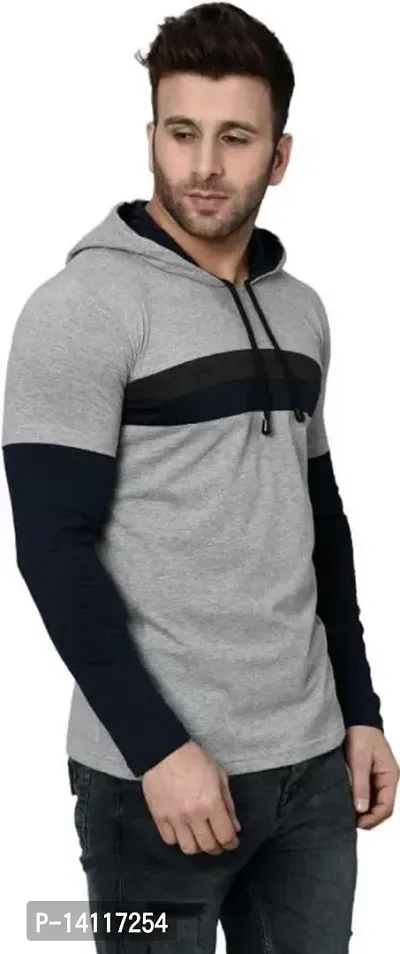 RiseMax Striped Multicolor Full Sleeve Hoodie Regular Fit T-Shirts For Men-thumb3