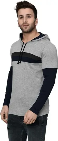 RiseMax Striped Multicolor Full Sleeve Hoodie Regular Fit T-Shirts For Men-thumb3