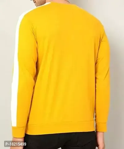 RiseMax Striped Mustard Color Full Sleeves Round Neck T-Shirts For Men-thumb2