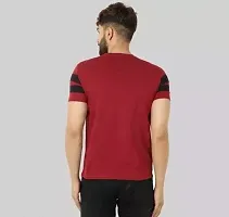 RiseMax Striped Maroon Color Half Sleeves Round Neck T-Shirts For Men-thumb1