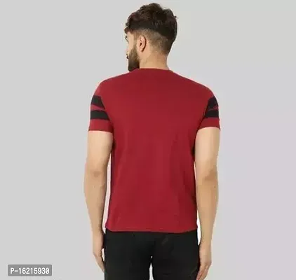 RiseMax Striped Maroon Color Half Sleeves Round Neck T-Shirts For Men-thumb2
