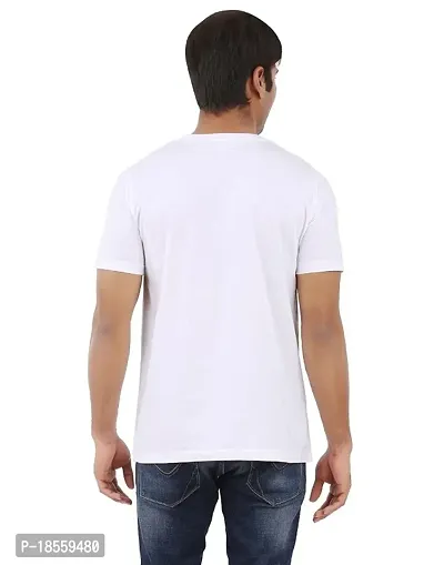 RiseMax Printed White Color Half Sleeves Round Neck T-Shirts For Men-thumb2