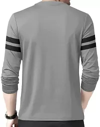 RiseMax Grey Color Striped Multicolor Round Neck Full Sleeve Regular Fit T-Shirts For Men-thumb1