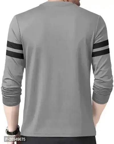 RiseMax Grey Color Striped Multicolor Round Neck Full Sleeve Regular Fit T-Shirts For Men-thumb2