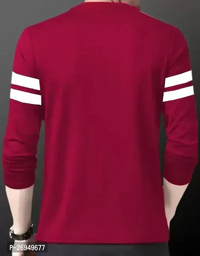 RiseMax Maroon Color Striped Multicolor Round Neck Full Sleeve Regular Fit T-Shirts For Men-thumb2