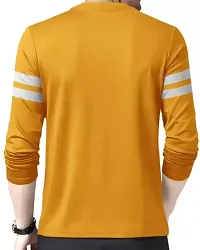 RiseMax Mustard Color Striped Multicolor Round Neck Full Sleeve Regular Fit T-Shirts For Men-thumb1