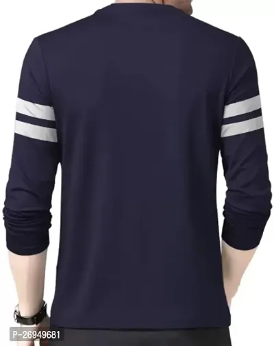 RiseMax Navy Blue Color Striped Multicolor Round Neck Full Sleeve Regular Fit T-Shirts For Men-thumb2