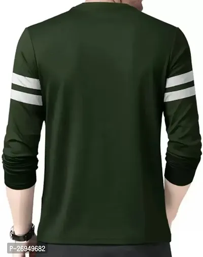 RiseMax Olive Color Striped Multicolor Round Neck Full Sleeve Regular Fit T-Shirts For Men-thumb2