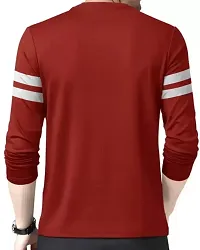 RiseMax Red Color Striped Multicolor Round Neck Full Sleeve Regular Fit T-Shirts For Men-thumb1