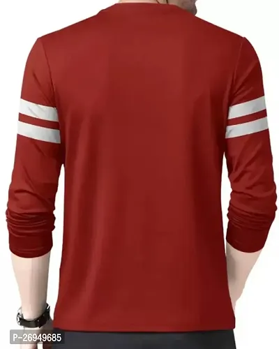 RiseMax Red Color Striped Multicolor Round Neck Full Sleeve Regular Fit T-Shirts For Men-thumb2