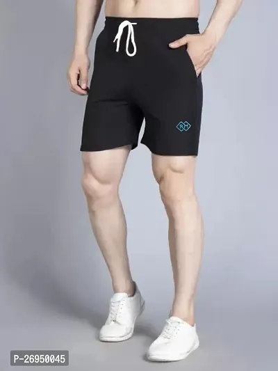 RiseMax Solid Black Color Brand Logo Multicolor Above Knee Length Regular Fit Shorts For Men-thumb0