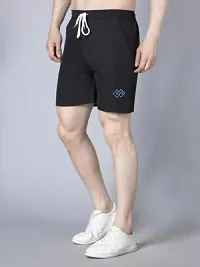 RiseMax Solid Black Color Brand Logo Multicolor Above Knee Length Regular Fit Shorts For Men-thumb2