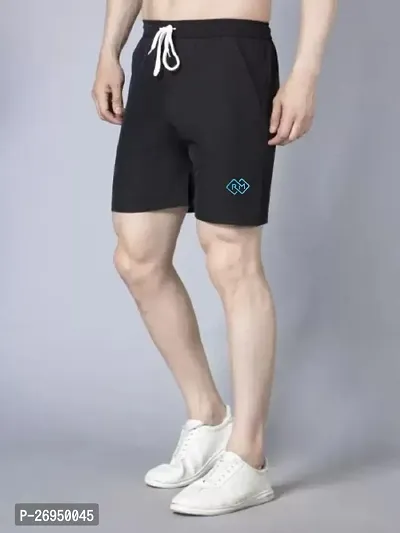 RiseMax Solid Black Color Brand Logo Multicolor Above Knee Length Regular Fit Shorts For Men-thumb3