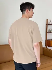 Solid Beige Color Oversized T-Shirts For Men-thumb1