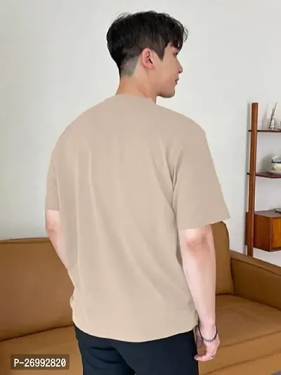 Solid Beige Color Oversized T-Shirts For Men-thumb2