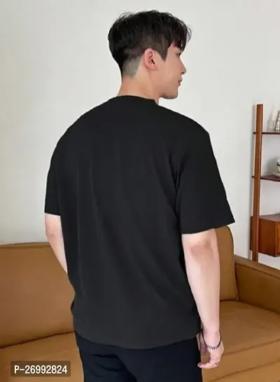 Solid Black Color Oversized T-Shirts For Men-thumb2