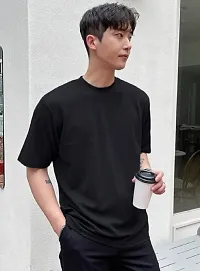 Solid Black Color Oversized T-Shirts For Men-thumb2