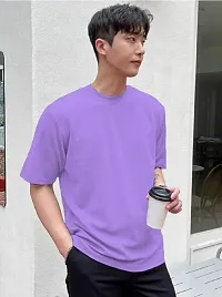 Solid Lavender Color Oversized T-Shirts For Men-thumb1