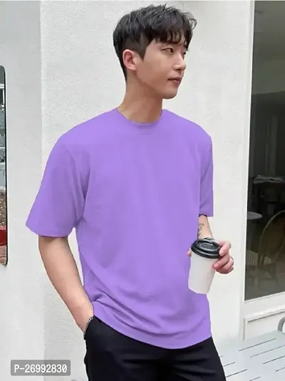 Solid Lavender Color Oversized T-Shirts For Men-thumb2