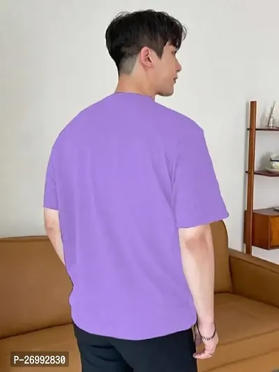 Solid Lavender Color Oversized T-Shirts For Men-thumb3