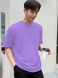 Solid Lavender Color Oversized T-Shirts For Men-thumb4