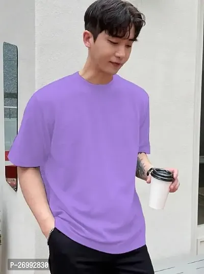 Solid Lavender Color Oversized T-Shirts For Men-thumb5