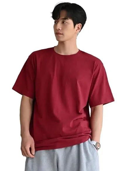 Trendy Solid Round Neck Tees For Men