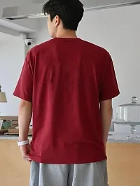 Solid Color Maroon Oversized T-Shirts For Men-thumb1