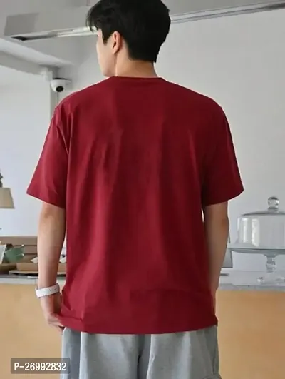 Solid Color Maroon Oversized T-Shirts For Men-thumb2