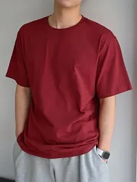 Solid Color Maroon Oversized T-Shirts For Men-thumb2