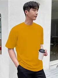 Solid Mustard Color Oversized T-Shirts For Men-thumb2