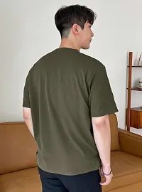 Solid Olive Color Oversized T-Shirts For Men-thumb1