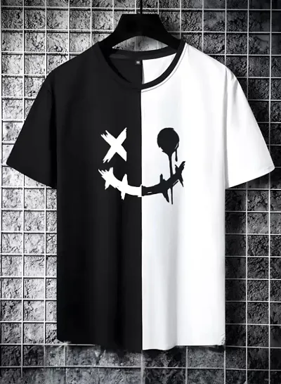 Comfy Latest Polyester Printed Black Tees For Men