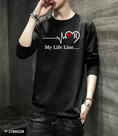 Black My Life Line Printed T-Shirts For Men