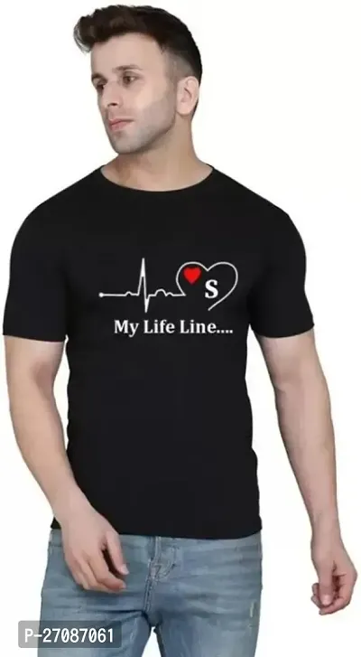 Black My Life Line Printed T-Shirts For Men-thumb0