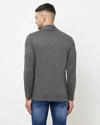 Classic Cotton Blend Solid Dark Grey Color Shrug for Men-thumb3