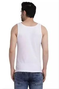 Typography Printed White Color Scoop Neck Vest For Mens-thumb1