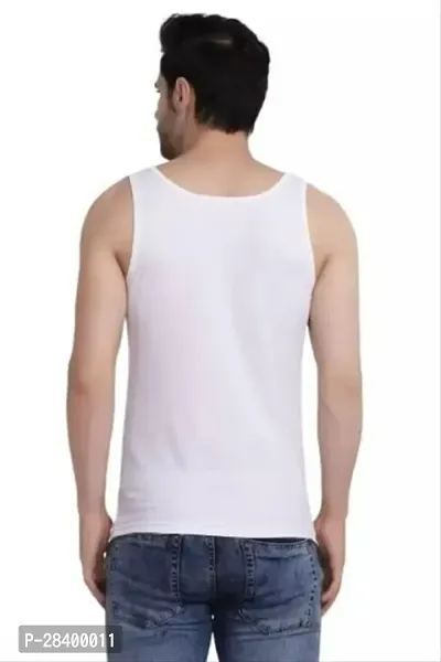 Typography Printed White Color Scoop Neck Vest For Mens-thumb2