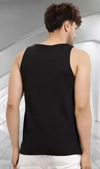 Typography Printed Black Color Scoop Neck Vest For Mens-thumb1