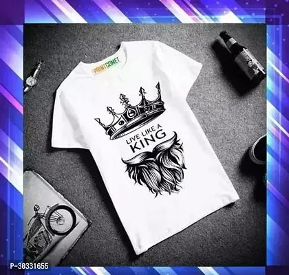 Stylish White Polyester Printed Tshirt For Boys-thumb0