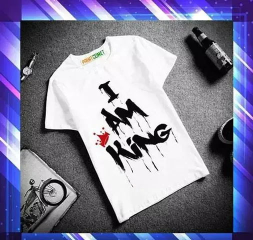 Stylish White Polyester Printed Tshirt For Boys