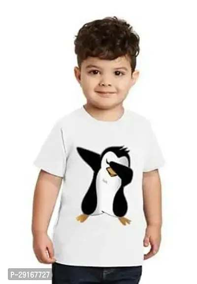 Stylish White Polyester Printed Tshirt For Boys