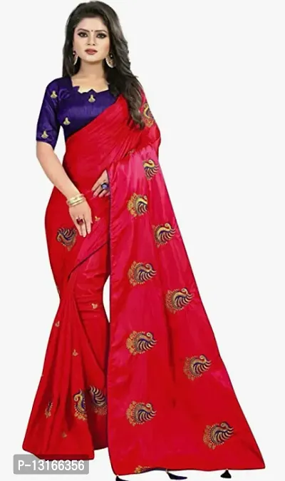 Stylish Silk Blend Red Woven Design Saree with Blouse piece For Women